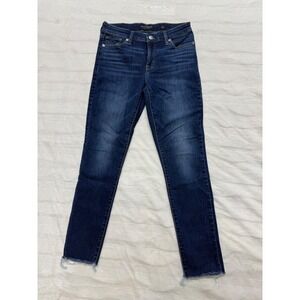 Lucky Brand Ava Skinny Jeans Dark Wash Frayed Hem Women Size 4/27 Regular